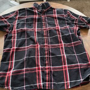 Men's Black and Red Plaid Shirt